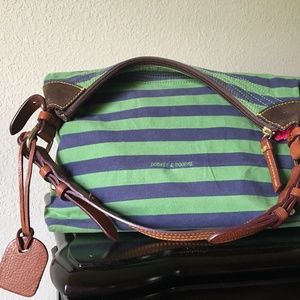 Dooney & Bourke Canvas Stripe Green & Blue Handbag